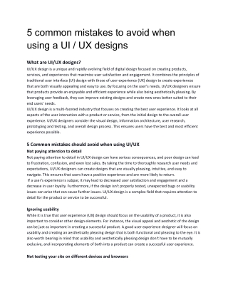 5 common mistakes to avoid when using a UI  UX designs