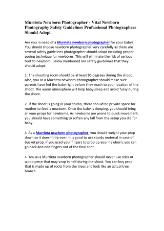 Murrieta Newborn Photographer - Vital Newborn Photography Safety Guidelines Professional Photographers Should Adopt