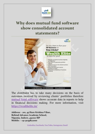 Why does mutual fund software show consolidated account statements