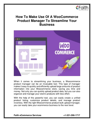 How to Make Use of a Woocommerce Product Manager to Streamline Your Business