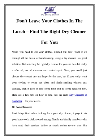 Dry Cleaners in Santacruz Call-9819049132