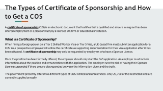 The Types of Certificate of Sponsorship and How to Get a COS