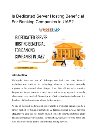 Is dedicated server hosting beneficial for banking companies in UAE