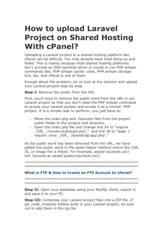 How to upload Laravel Project on Shared Hosting With CPanel