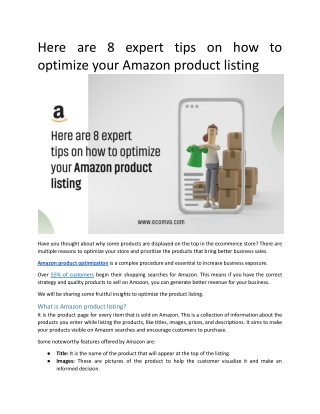 Here are 8 expert tips on how to optimize your Amazon product listing