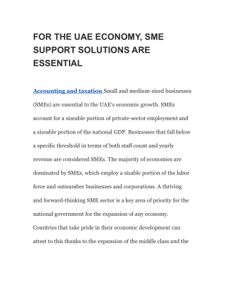 FOR THE UAE ECONOMY, SME SUPPORT SOLUTIONS ARE ESSENTIAL