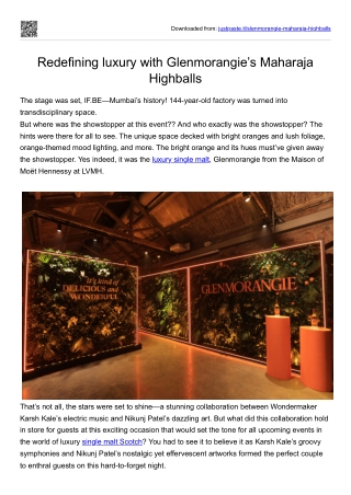 Redefining luxury with Glenmorangie’s Maharaja Highballs