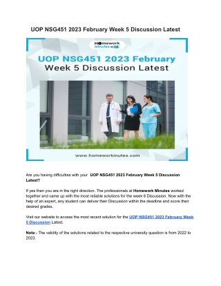 UOP NSG451 2023 February Week 5 Discussion Latest