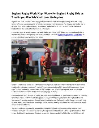 England Rugby World Cup Worry for England Rugby Side as Tom limps off in Sale’s win over Harlequins