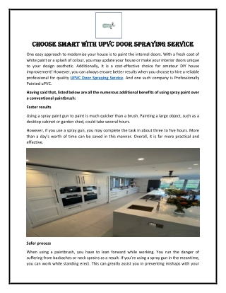 Choose Smart with UPVC Door Spraying Service