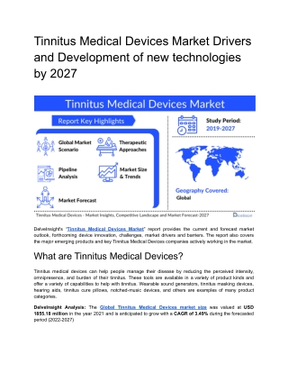 Tinnitus Medical Devices Market Insight and Forecast by 2027