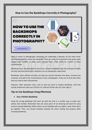 How to Use the Backdrops Correctly in Photography