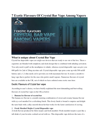 7 Exotic Flavours Of Crystal Bar Vape Among Vapers