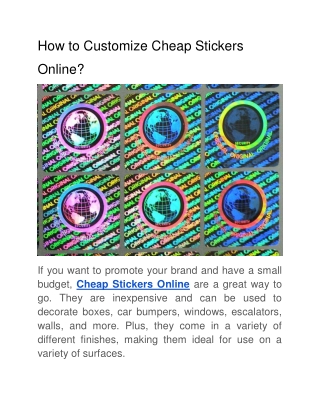 How to Customize Cheap Stickers Online_