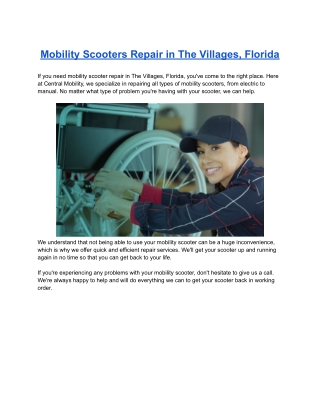 Mobility Scooters Repair in The Villages, Florida