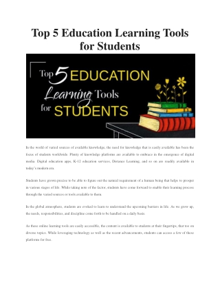 Top 5 Education Learning Tools for Students