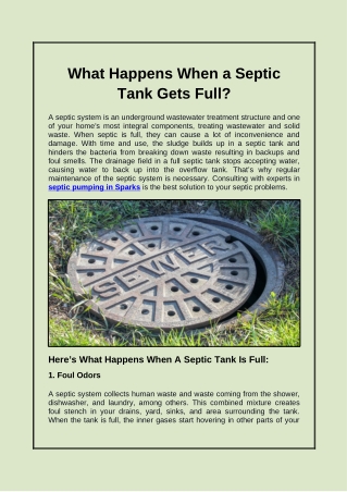 What Happens When a Septic Tank Gets Full?