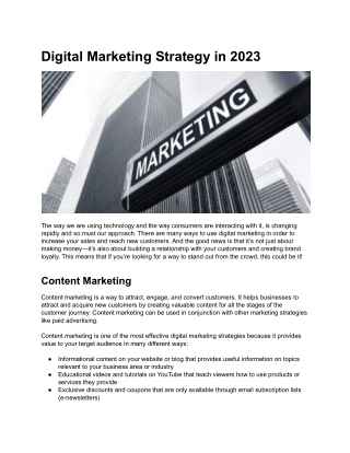 Digital Marketing Strategy in 2023