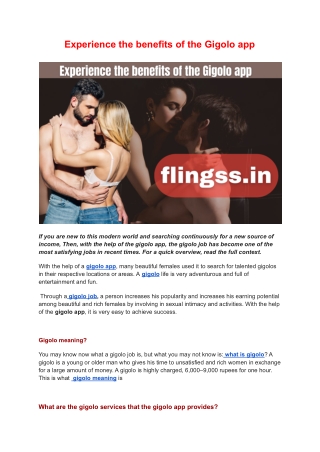 Experience the benefits of the Gigolo app
