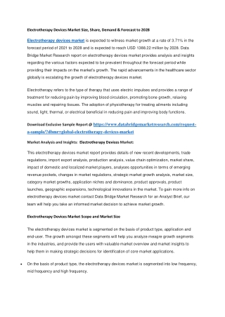 Electrotherapy Devices Market Size, Share, Demand & Forecast to 2028
