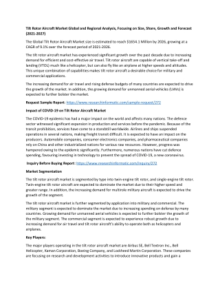 Tilt Rotor Aircraft Market Global and Regional Analysis, Focusing on Size, Share