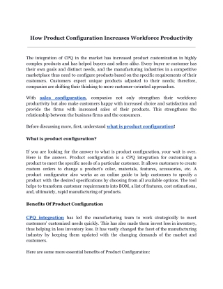 How Product Configuration Increase Workforce Productivity