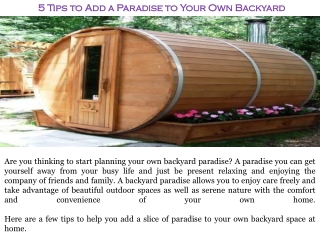 5 Tips to Add a Paradise to Your Own Backyard