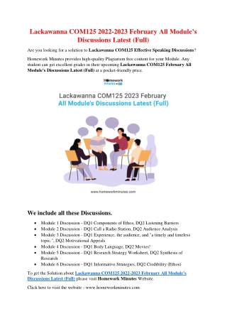 Lackawanna COM125 2022-2023 February All Module’s Discussions Latest (Full)