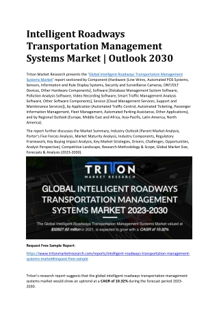 Intelligent Roadways Transportation Management Systems Market | Outlook 2030