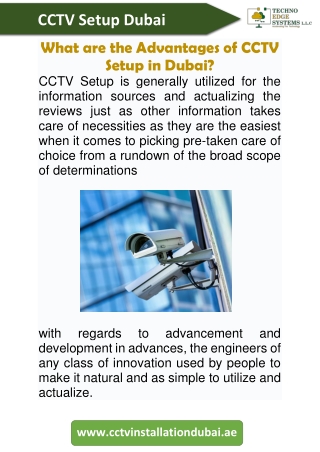 What are the Advantages of CCTV Setup in Dubai?