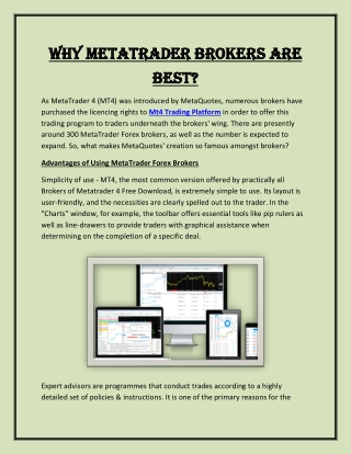 Why Metatrader Brokers are Best