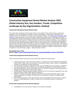 Construction Equipment Rental Market Size, Share, Growth, Expert Review & Review