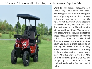 Choose Affodable Atv for High-Performance Apollo Atvs