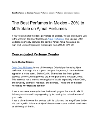 The Best Perfumes in Mexico - 20% to 50% Sale on Ajmal Perfumes
