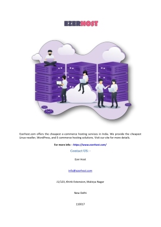 Cheapest Ecommerce Hosting in India | Ezerhost.com