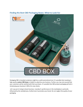 Finding the Best CBD Packaging Boxes: What to Look For