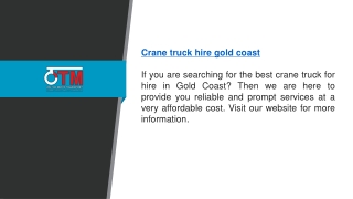 Crane Truck Hire in Gold Coast  Otmtransport.com.au