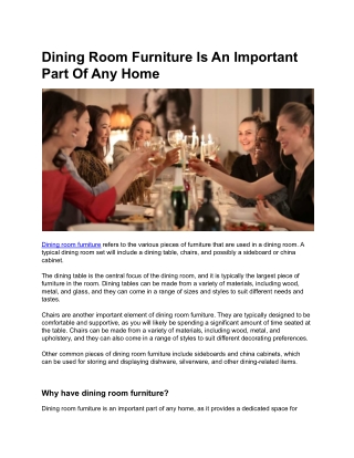 Dining Room Furniture Is An Important Part Of Any Home