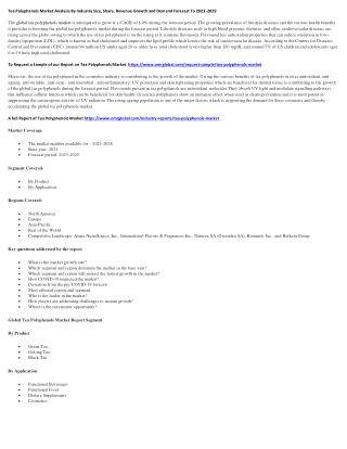 Tea Polyphenols Market