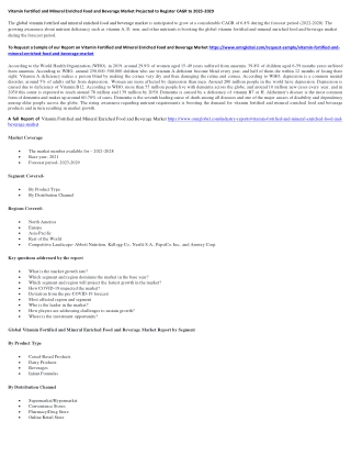 Vitamin Fortified and Mineral Enriched Food and Beverage Market