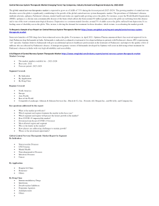 Central Nervous System Therapeutic Market