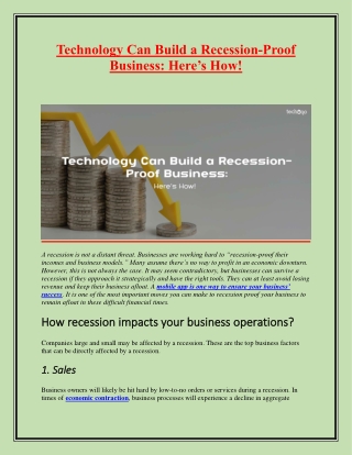 Technology Can Build a Recession-Proof Business: Here’s How!