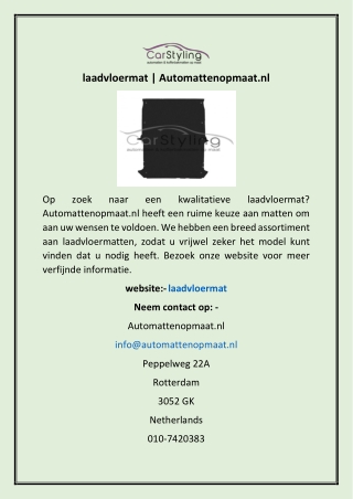 laadvloermat | Automattenopmaat.nl