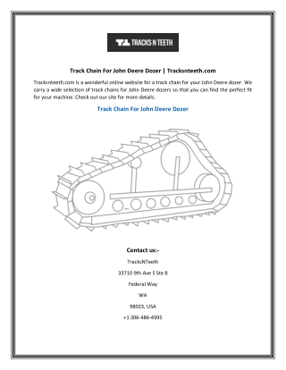 Track Chain For John Deere Dozer  Tracksnteeth.com