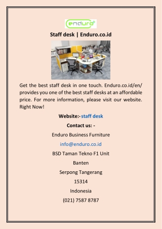 Staff desk | Enduro.co.id