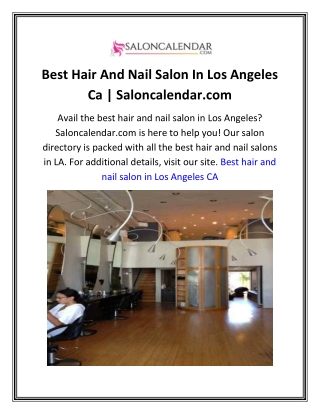 Best Hair And Nail Salon In Los Angeles Ca  Saloncalendar.com