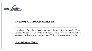 School Outdoor Shelter  Inside2Outside.co.uk