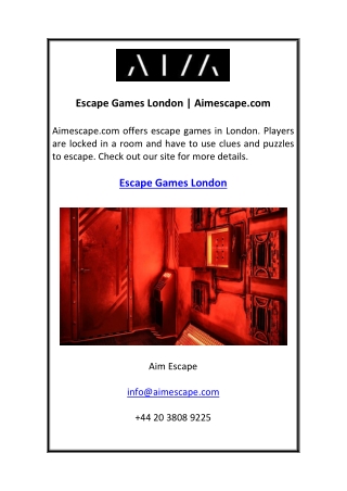Escape Games London  Aimescape.com