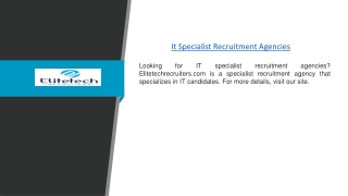 It Specialist Recruitment Agencies | Elitetechrecruiters.com