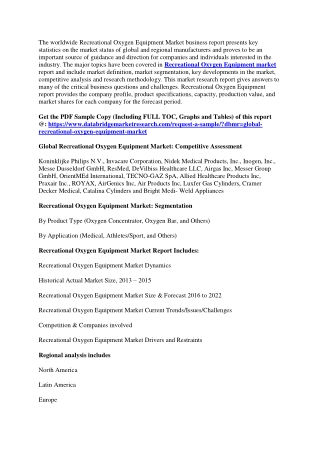 Recreational Oxygen Equipment Market